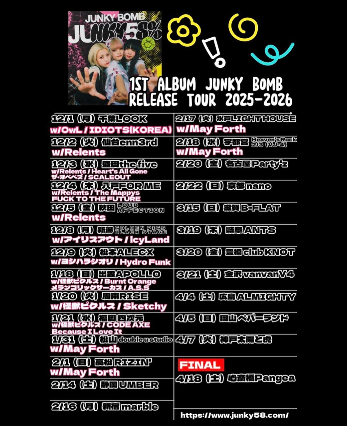 【JUNKY BOMB RELEASE TOUR 2025-2026】 ツアー初日의 1번째 포스터