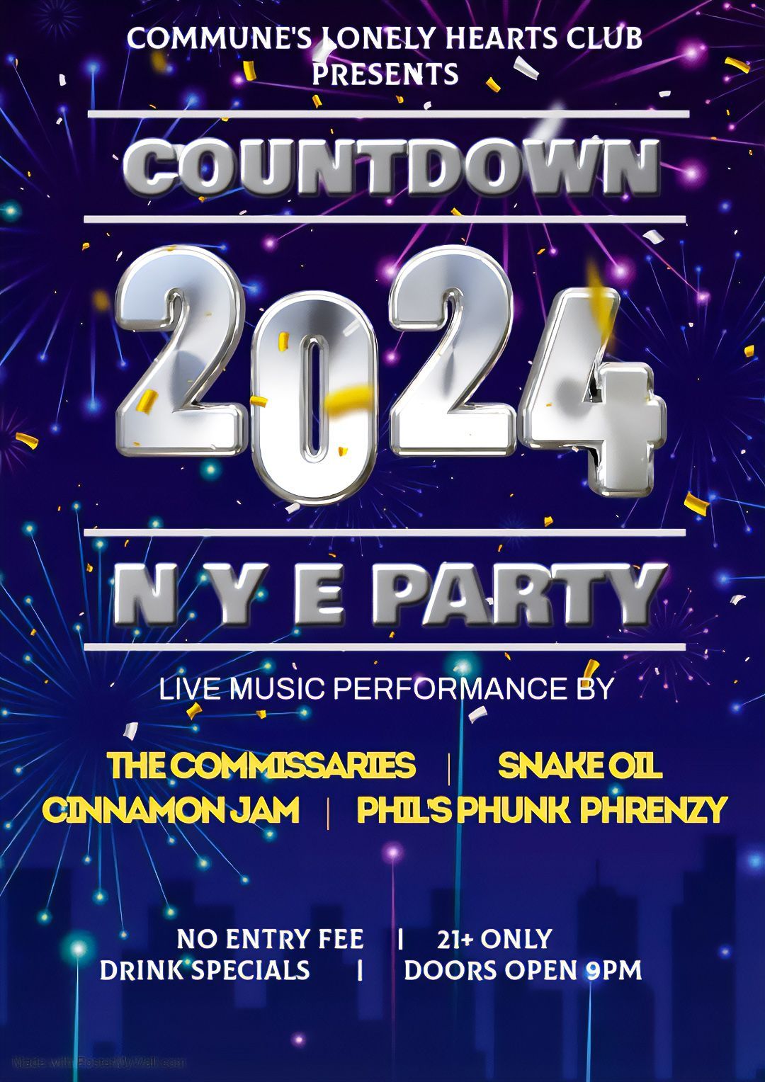 Countdown 2024 N Y E Party poster 2