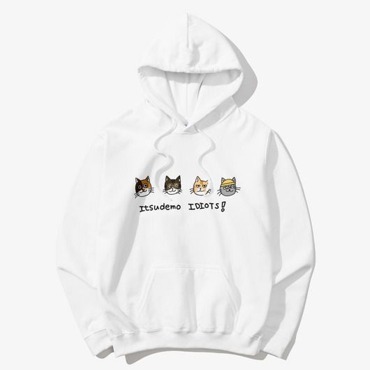 언제라도 이디어츠 후드티 화이트